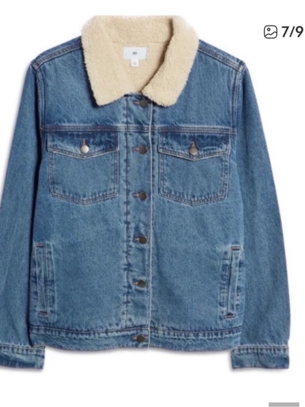 bp Blue Denim Jacket with Cream Sherpa Collar size M